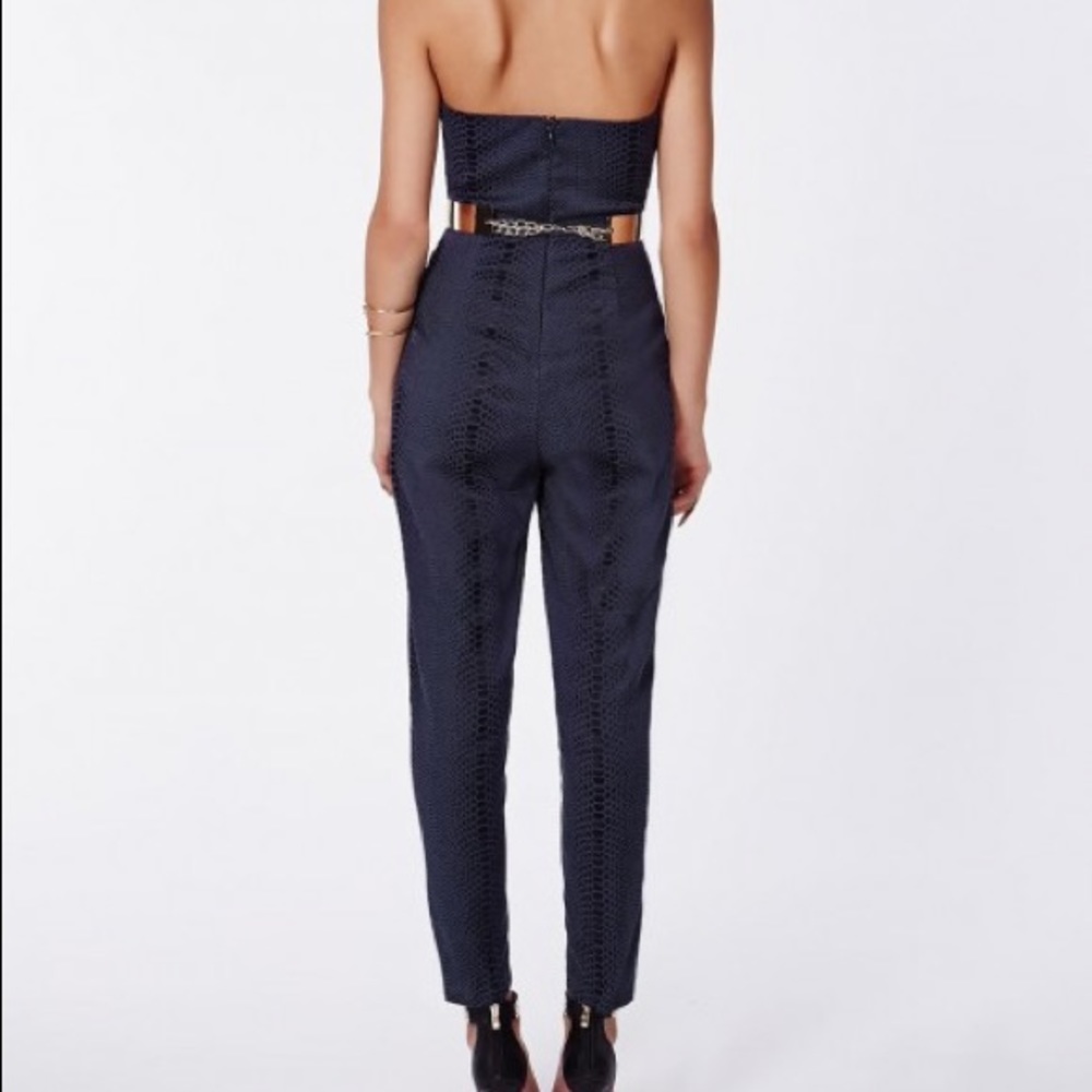 ✨ Missguided Blue Snake Print Jumpsuit Strapless - Picture 3 of 16